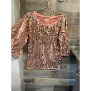 Andthewhy NWT blush sequined wide sleeve tunic women’s small